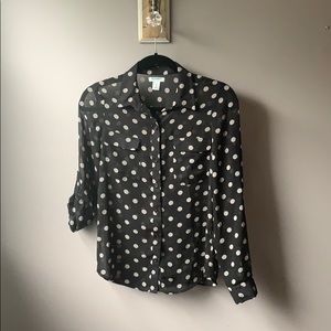 Polka Dot Sheer Button Down- Size XS